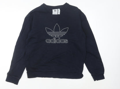 Adidas Womens Navy Sweatshirt Size 12 Cotton Crew Neck Logo