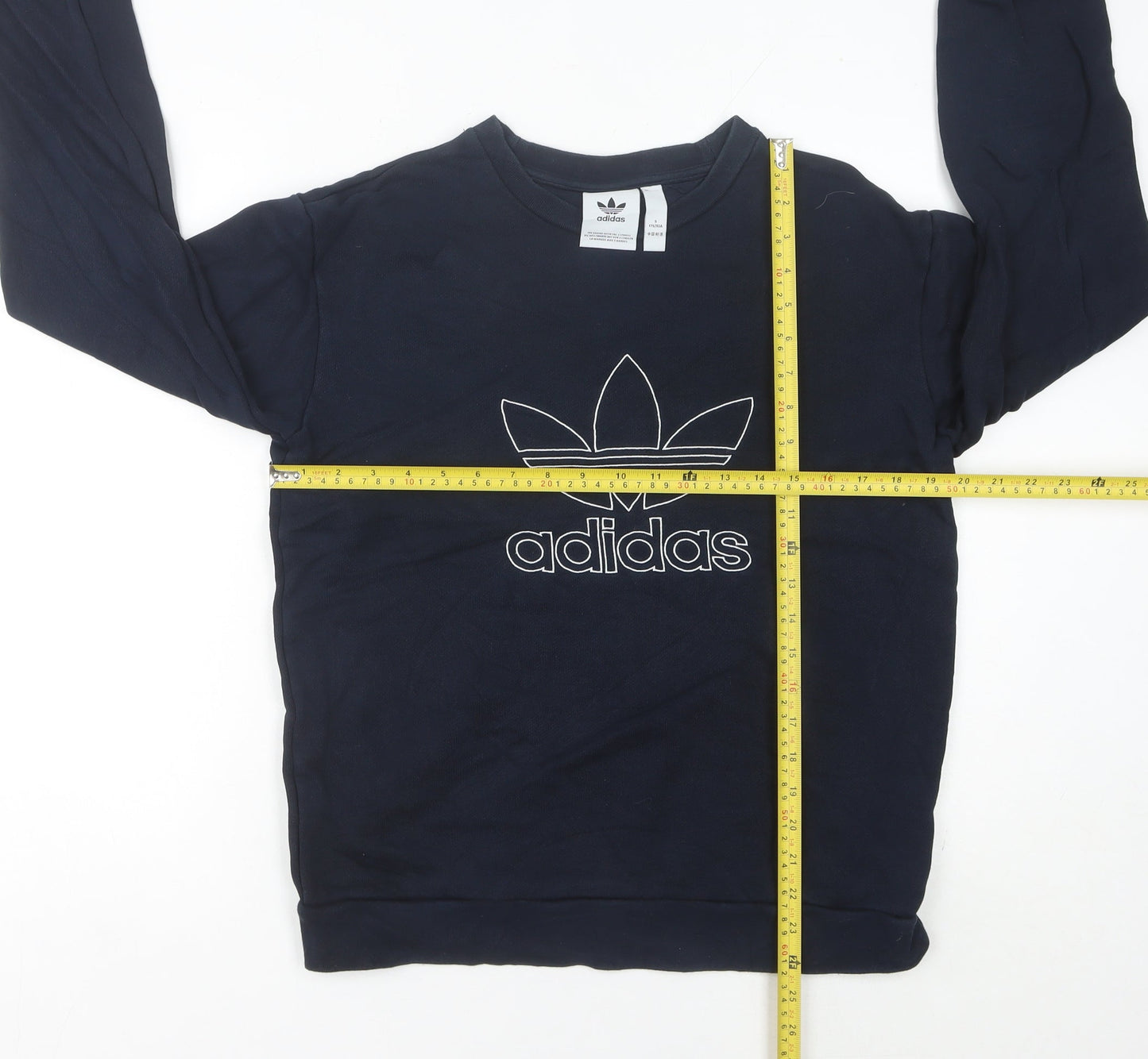 Adidas Womens Navy Sweatshirt Size 12 Cotton Crew Neck Logo
