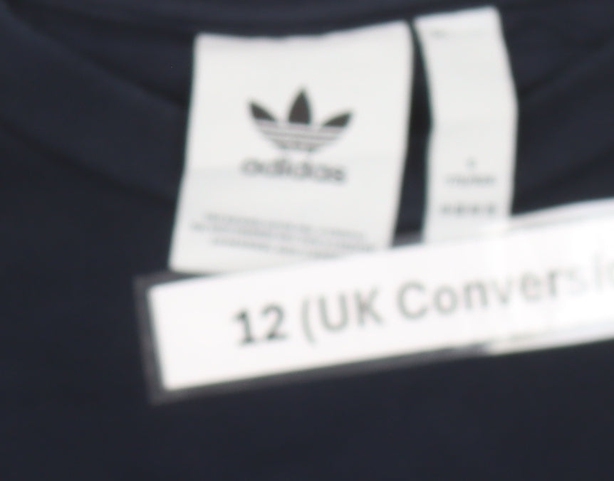 Adidas Womens Navy Sweatshirt Size 12 Cotton Crew Neck Logo