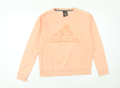 Adidas Womens Peach Sweatshirt Size 10 Cotton Blend Pullover