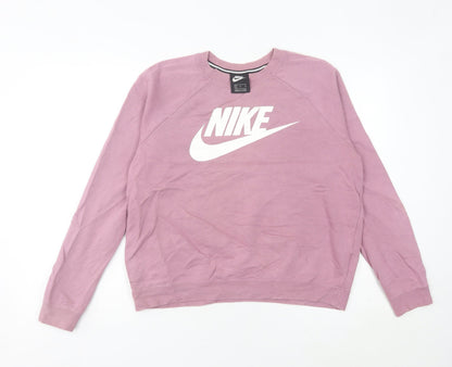 Nike Women’s Pink Logo Sweatshirt UK 12 Pullover Long Sleeve