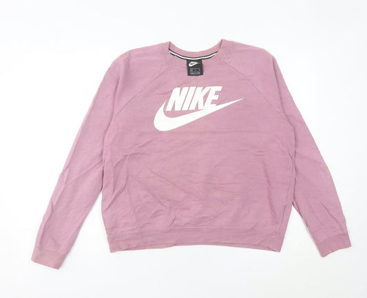 Nike Women’s Pink Logo Sweatshirt UK 12 Pullover Long Sleeve