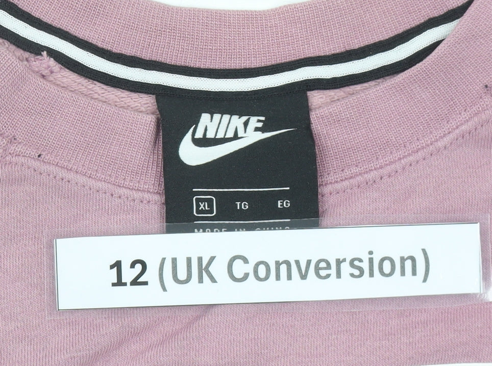 Nike Women’s Pink Logo Sweatshirt UK 12 Pullover Long Sleeve