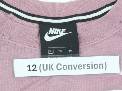 Nike Women’s Pink Logo Sweatshirt UK 12 Pullover Long Sleeve