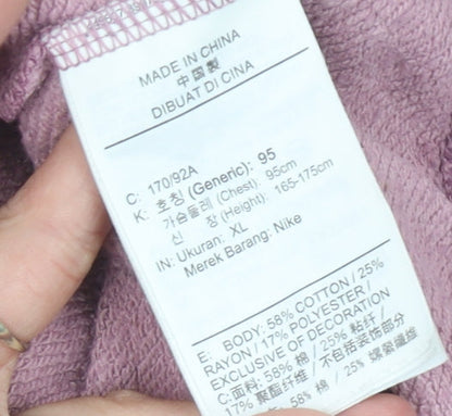 Nike Women’s Pink Logo Sweatshirt UK 12 Pullover Long Sleeve