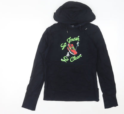 Nike Womens Black Hoodie Size 8 Pullover Graphic Logo Sportswear