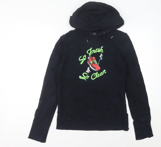 Nike Womens Black Hoodie Size 8 Pullover Graphic Logo Sportswear