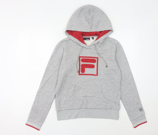 Fila Womens Grey Hoodie Size 8 Pullover Logo Sportswear