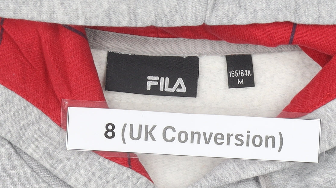 Fila Womens Grey Hoodie Size 8 Pullover Logo Sportswear