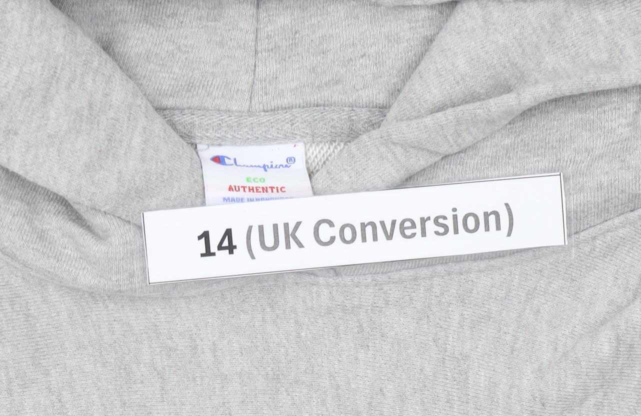Champion Womens Grey Pullover Hoodie Size 14 Embroidered Logo
