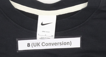 Nike Women’s Black Sweatshirt Size 8 UK Cotton Blend Dri-Fit