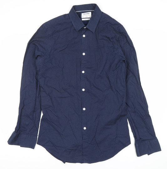 T.M. Lewin Men’s Blue Geometric Cotton Slim Fit Formal Shirt 15.5” Collar