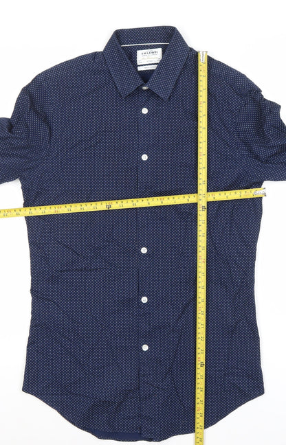 T.M. Lewin Men’s Blue Geometric Cotton Slim Fit Formal Shirt 15.5” Collar