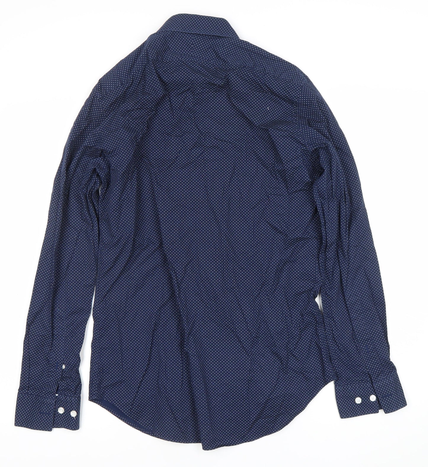 T.M. Lewin Men’s Blue Geometric Cotton Slim Fit Formal Shirt 15.5” Collar