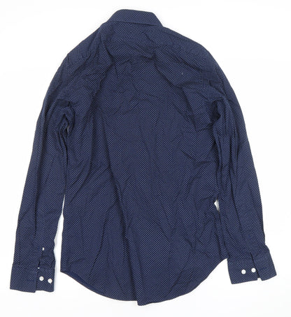 T.M. Lewin Men’s Blue Geometric Cotton Slim Fit Formal Shirt 15.5” Collar