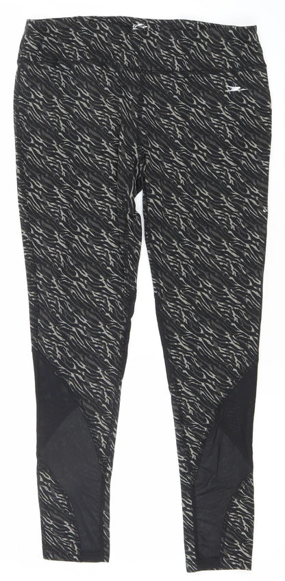 Crane Womens Black Animal Print Activewear Leggings Size 12-14