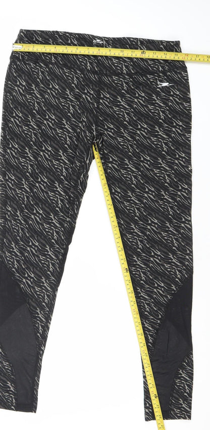 Crane Womens Black Animal Print Activewear Leggings Size 12-14