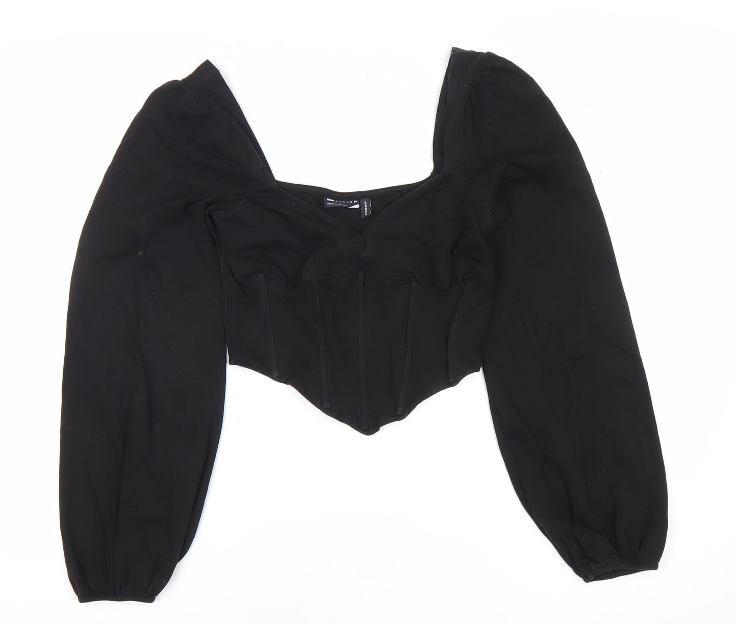 Womens UK Size 8 ASOS DESIGN Black Cropped Blouse