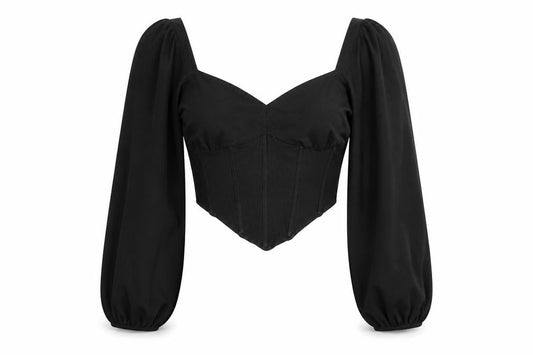 Womens UK Size 8 ASOS DESIGN Black Cropped Blouse
