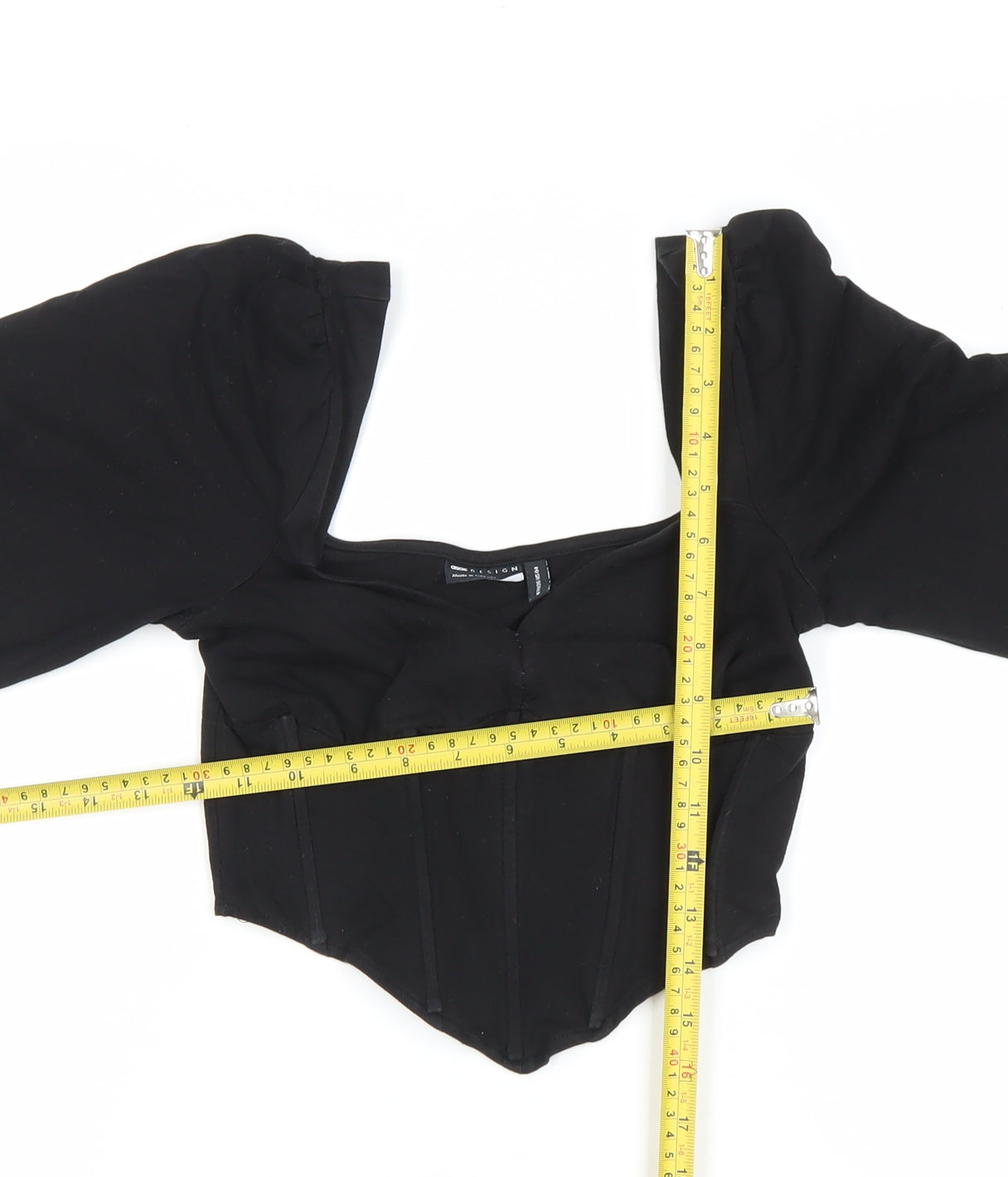 Womens UK Size 8 ASOS DESIGN Black Cropped Blouse