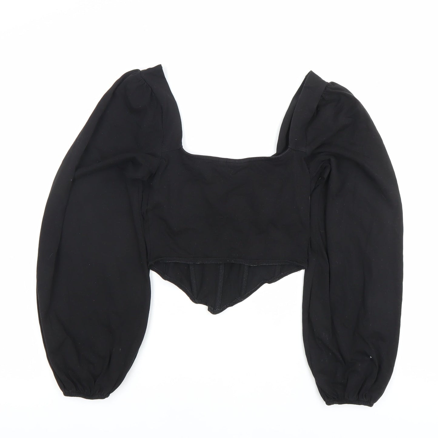Womens UK Size 8 ASOS DESIGN Black Cropped Blouse