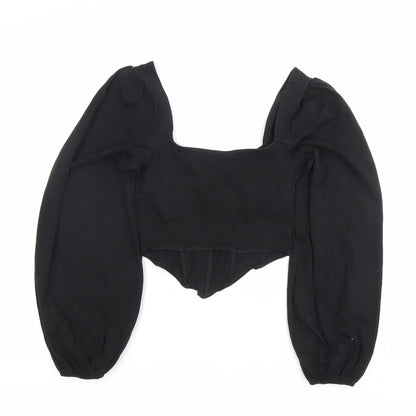 Womens UK Size 8 ASOS DESIGN Black Cropped Blouse