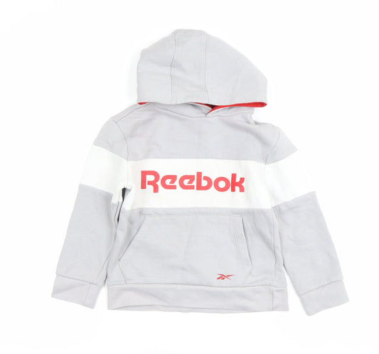 Reebok Boys Grey Pullover Hoodie 4-5 Years Sports Graphic Logo