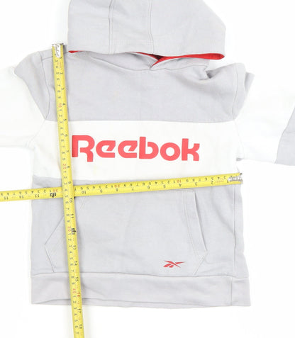 Reebok Boys Grey Pullover Hoodie 4-5 Years Sports Graphic Logo