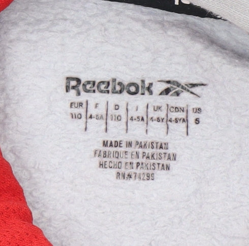 Reebok Boys Grey Pullover Hoodie 4-5 Years Sports Graphic Logo