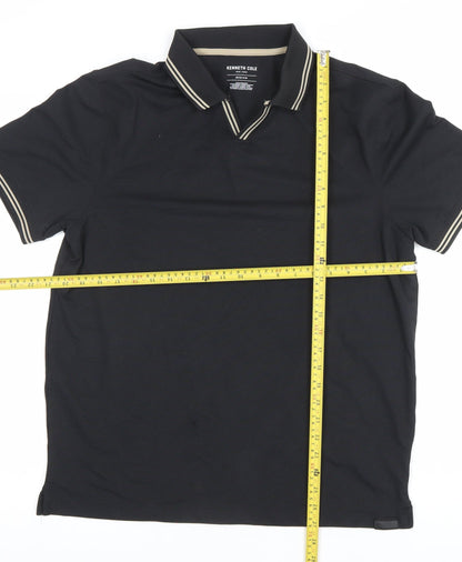 Kenneth Cole Mens Black Polo Shirt Medium Regular Fit Cotton Blend