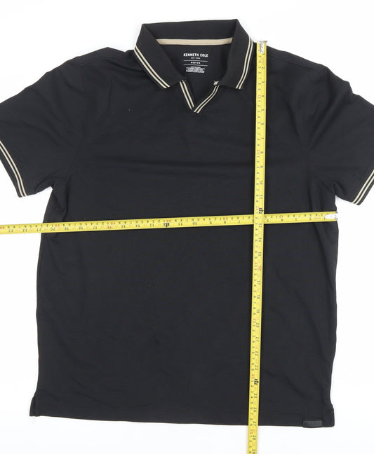 Kenneth Cole Mens Black Polo Shirt Medium Regular Fit Cotton Blend