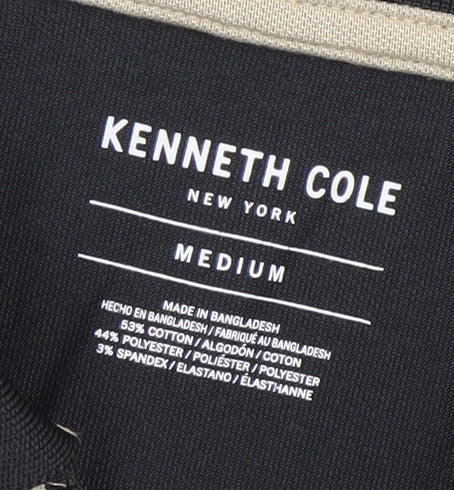 Kenneth Cole Mens Black Polo Shirt Medium Regular Fit Cotton Blend