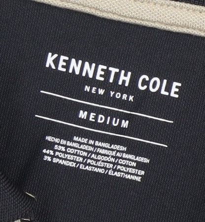Kenneth Cole Mens Black Polo Shirt Medium Regular Fit Cotton Blend