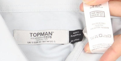 Topman Men’s White Slim Fit Long Sleeve Button-Up Shirt Size S