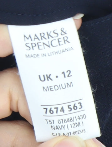 Womens UK Size 12 Marks and Spencer Regular Fit Dress Pants Blue Trousers