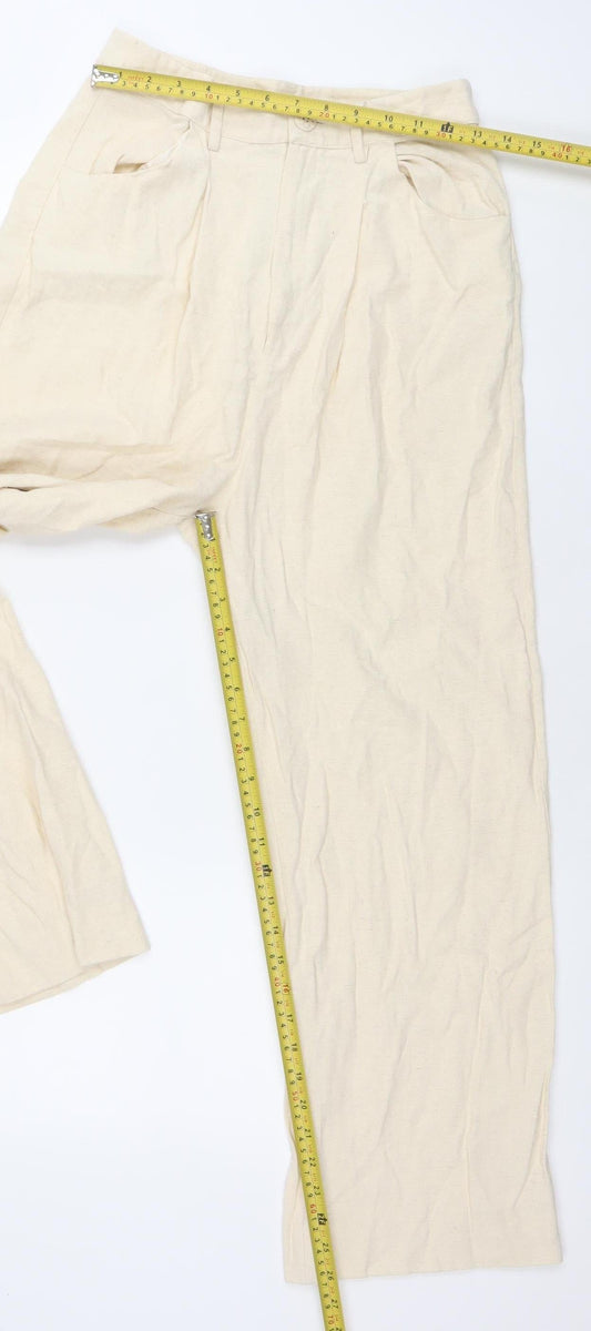 Stradivarius Womens Beige Wide Leg Chino Trousers Size 10