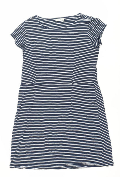 Lily & Me Women's Blue Striped Shift Dress Size 18 Short Sleeve