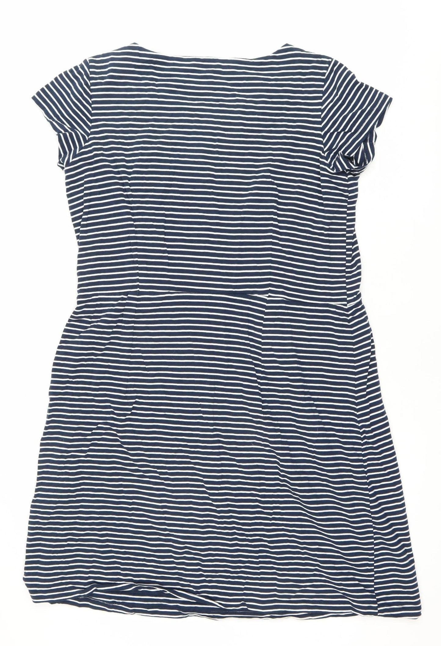 Lily & Me Women's Blue Striped Shift Dress Size 18 Short Sleeve