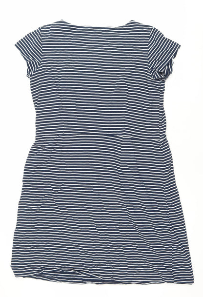 Lily & Me Women's Blue Striped Shift Dress Size 18 Short Sleeve