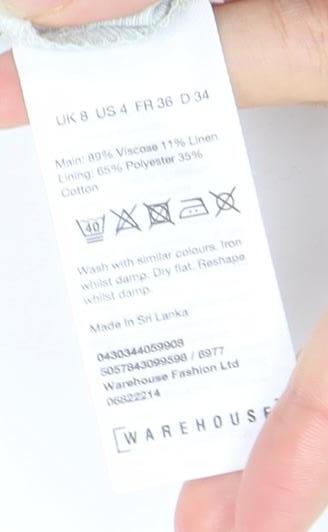 Warehouse Women’s Green Paperbag Shorts Size 8 Tropical Print Linen