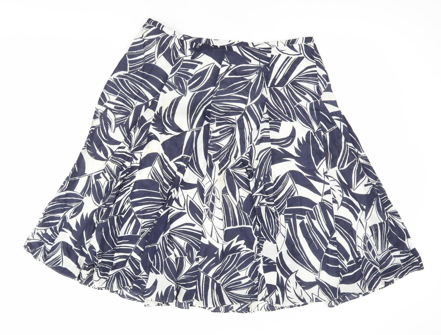 Hobbs Women’s Blue Floral A-Line Cotton Knee Length Skirt UK 14