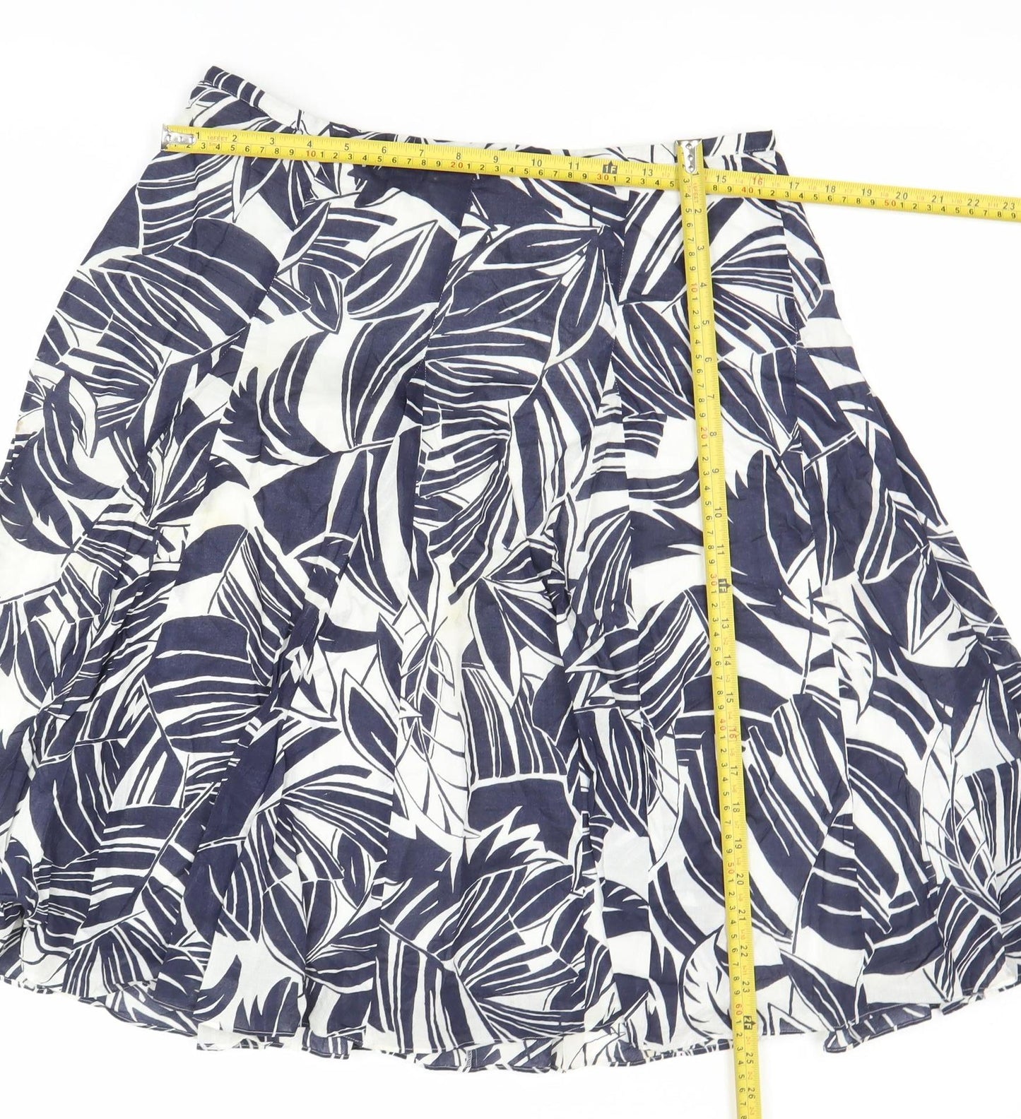 Hobbs Women’s Blue Floral A-Line Cotton Knee Length Skirt UK 14