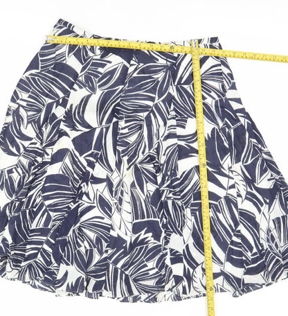 Hobbs Women’s Blue Floral A-Line Cotton Knee Length Skirt UK 14