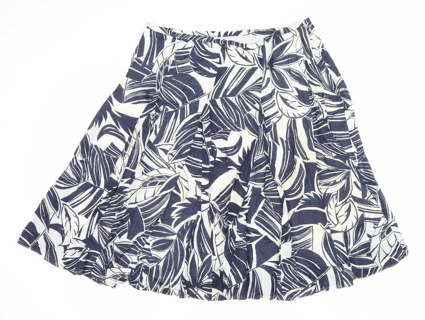 Hobbs Women’s Blue Floral A-Line Cotton Knee Length Skirt UK 14