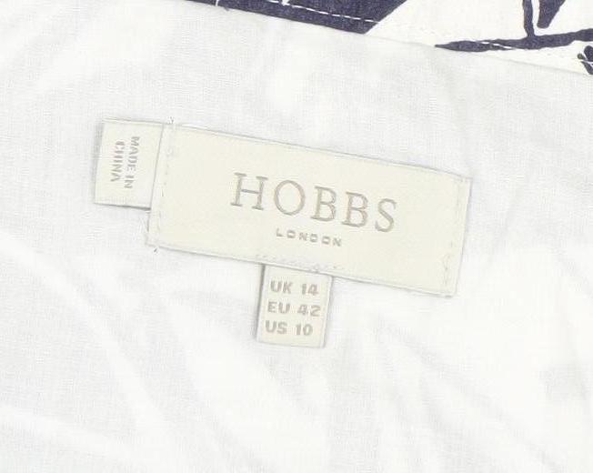 Hobbs Women’s Blue Floral A-Line Cotton Knee Length Skirt UK 14