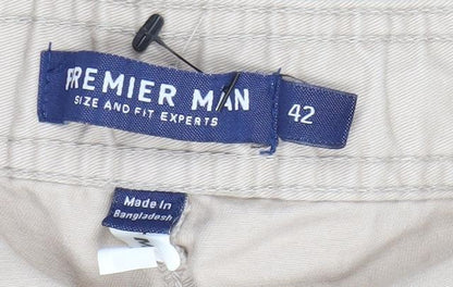 Premier Man Beige Cotton Blend Men’s Chino Trousers Size 42 Regular