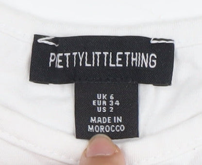 PrettyLittleThing Women’s White UK 6 Slim Fit Sleeveless Tank Top