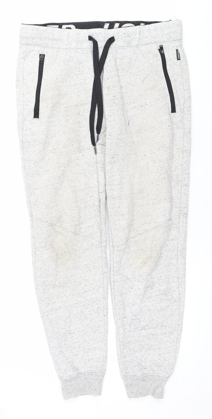 Hollister Men’s Grey Jogger Trousers S Regular Fit Fleece Pockets