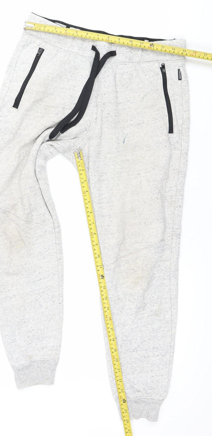 Hollister Men’s Grey Jogger Trousers S Regular Fit Fleece Pockets