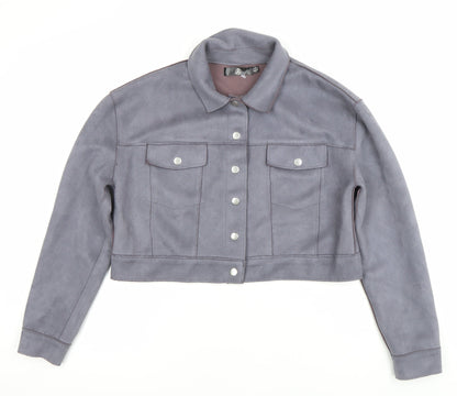 Missguided Women’s Grey Cropped Suede Look Button Jacket UK 8